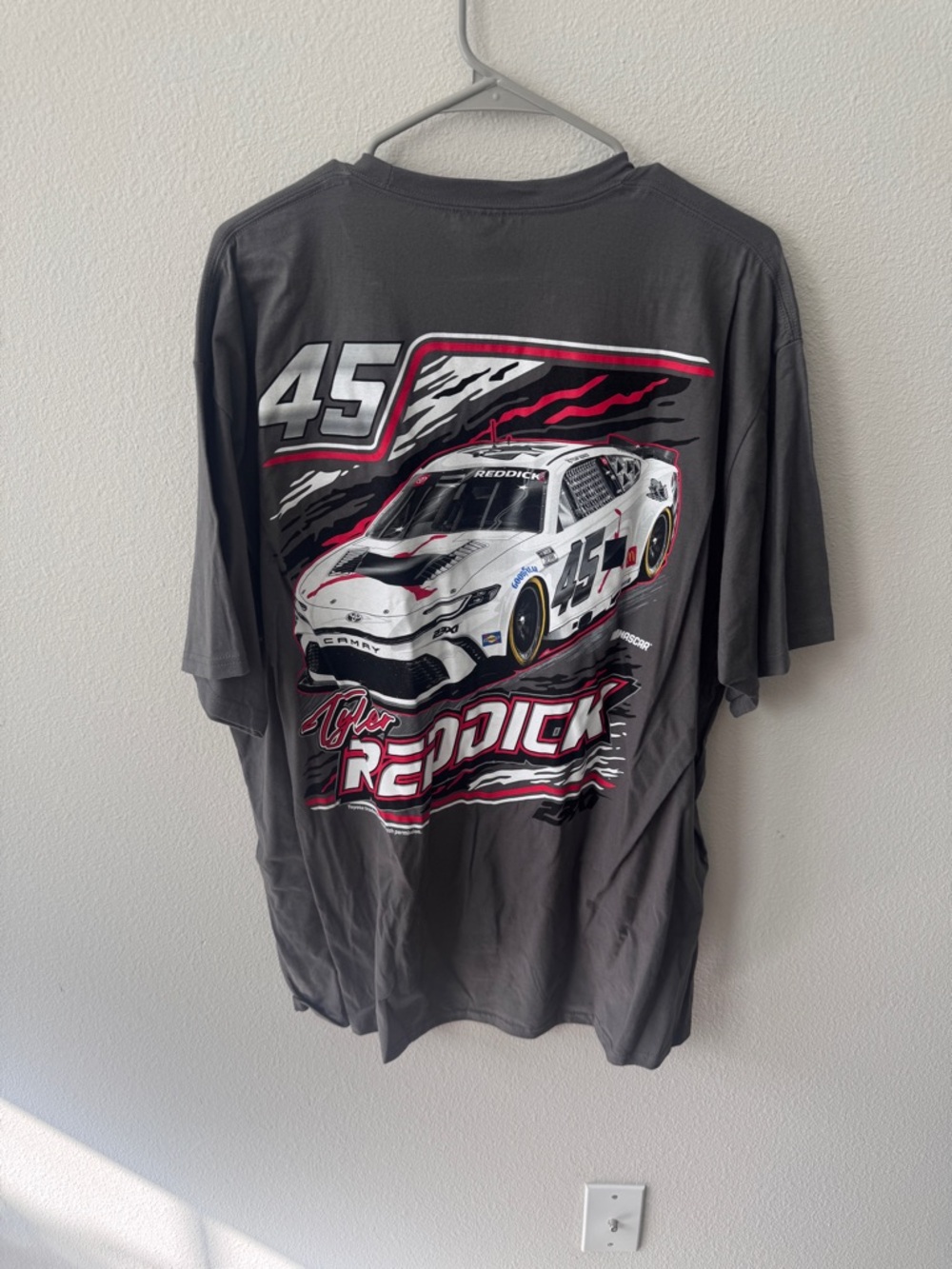 Next Level Apparel Gray Tyler Reddick 45 Graphic Tee with Red and White Accents - Picture 3 of 3
